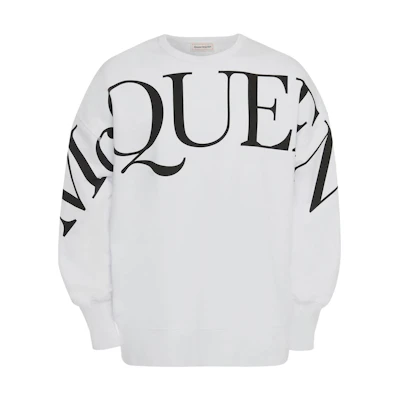 Alexander McQueen FW22 Logo Print Pullover Sweatshirt White 705002-QTZ14-0900