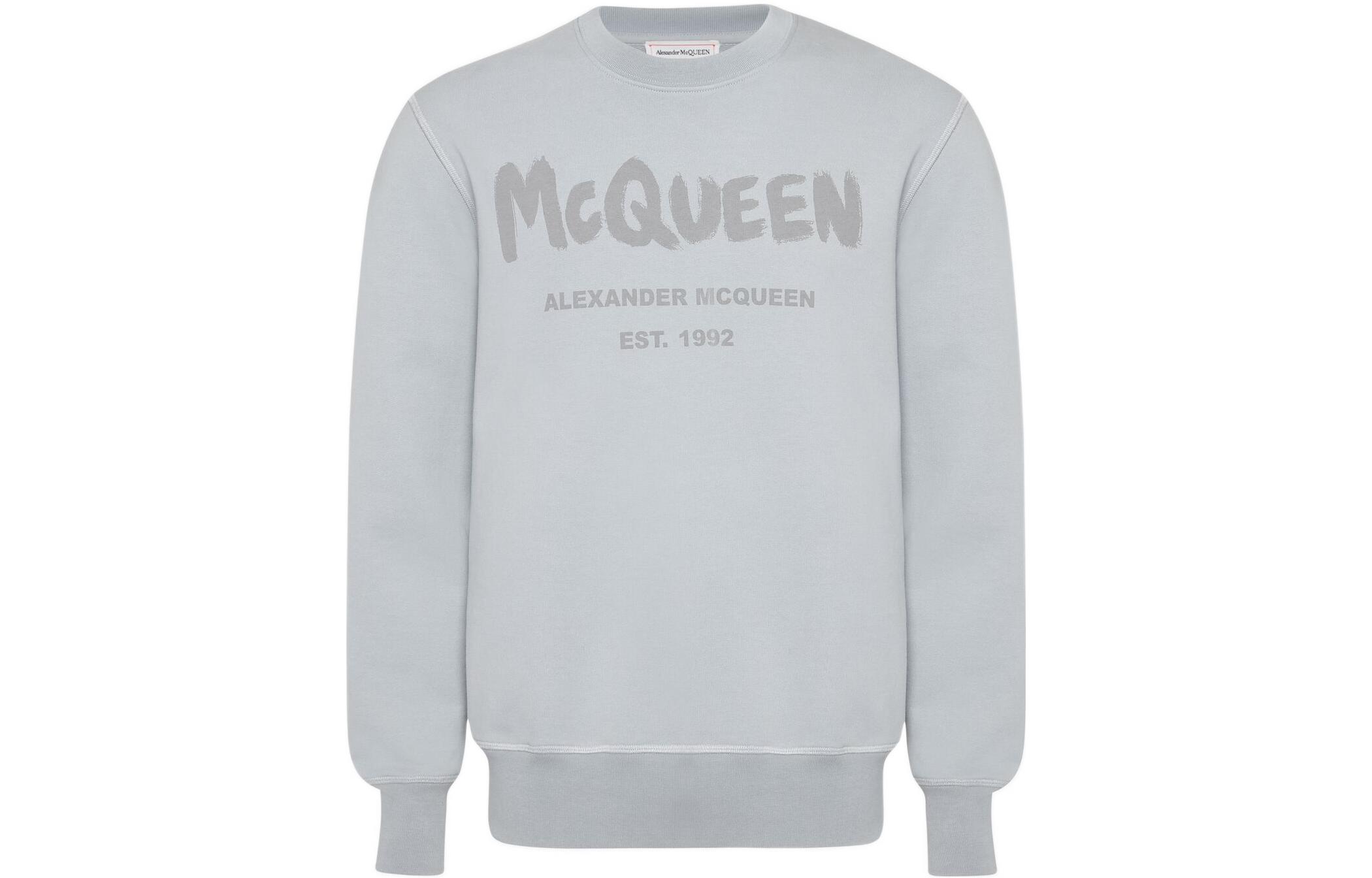 Alexander McQueen FW22 Logo Print Ribbed Crewneck Sweatshirt Grey -  Edition 688713-QUZ81-0912