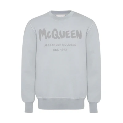 Alexander McQueen FW22 Logo Print Ribbed Crewneck Sweatshirt Grey - Edition 688713-QUZ81-0912