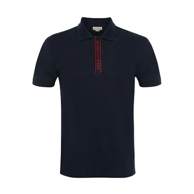 Alexander McQueen FW22 Logo Print Short Sleeve Polo Shirt 642660-QTX77-0913
