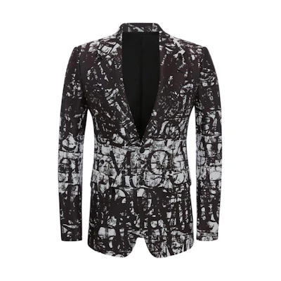 Alexander McQueen FW22 Logo Print Single-Breasted Blazer Black 721826-QUW47-1080
