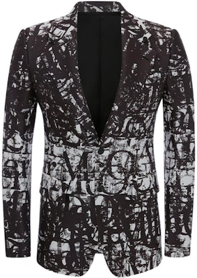 Alexander McQueen FW22 黑色標誌印花單排扣西裝外套 721826-QUW47-1080 Order Alexander McQueen FW22 黑色標誌印花單排扣西裝外套 721826-QUW47-1080