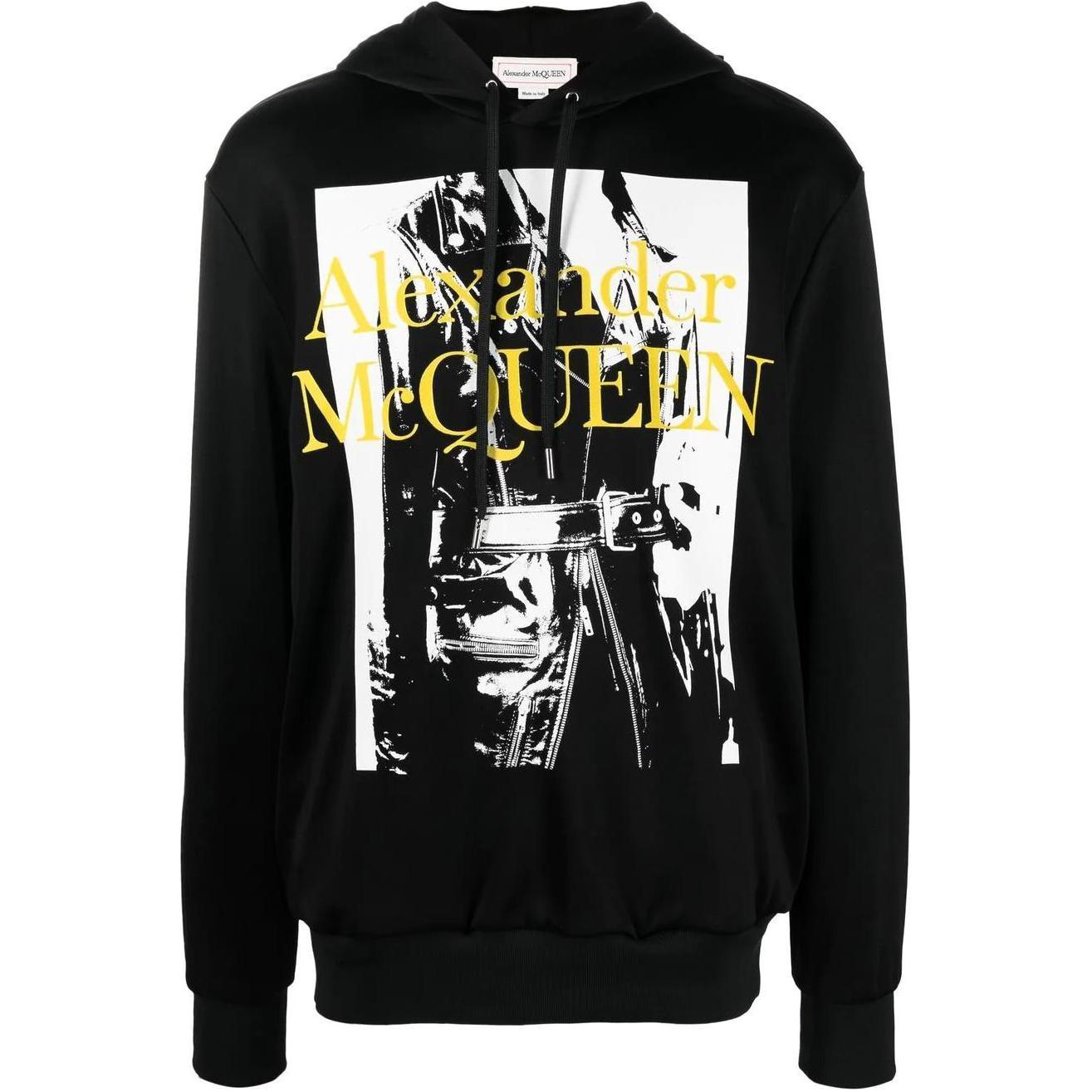 Alexander McQueen FW22 Pattern Logo Printed Hoodie Black Long Sleeve 711147QTZ450901