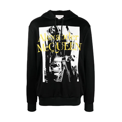Alexander McQueen FW22 Pattern Logo Printed Hoodie Black Long Sleeve 711147QTZ450901