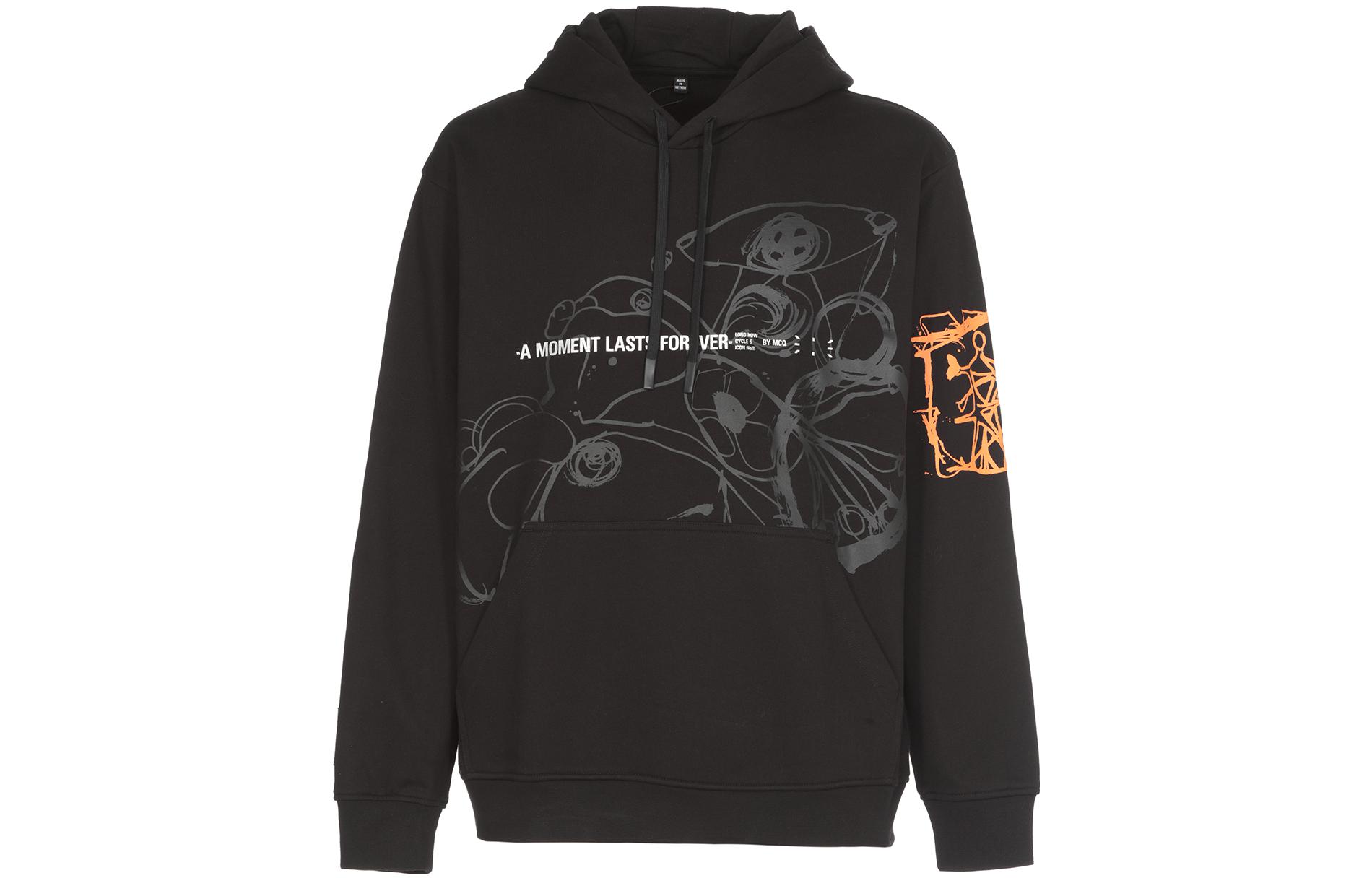 Alexander McQueen FW22 Patterned Logo Print Black Hoodie Men 624727-RTT21-1000