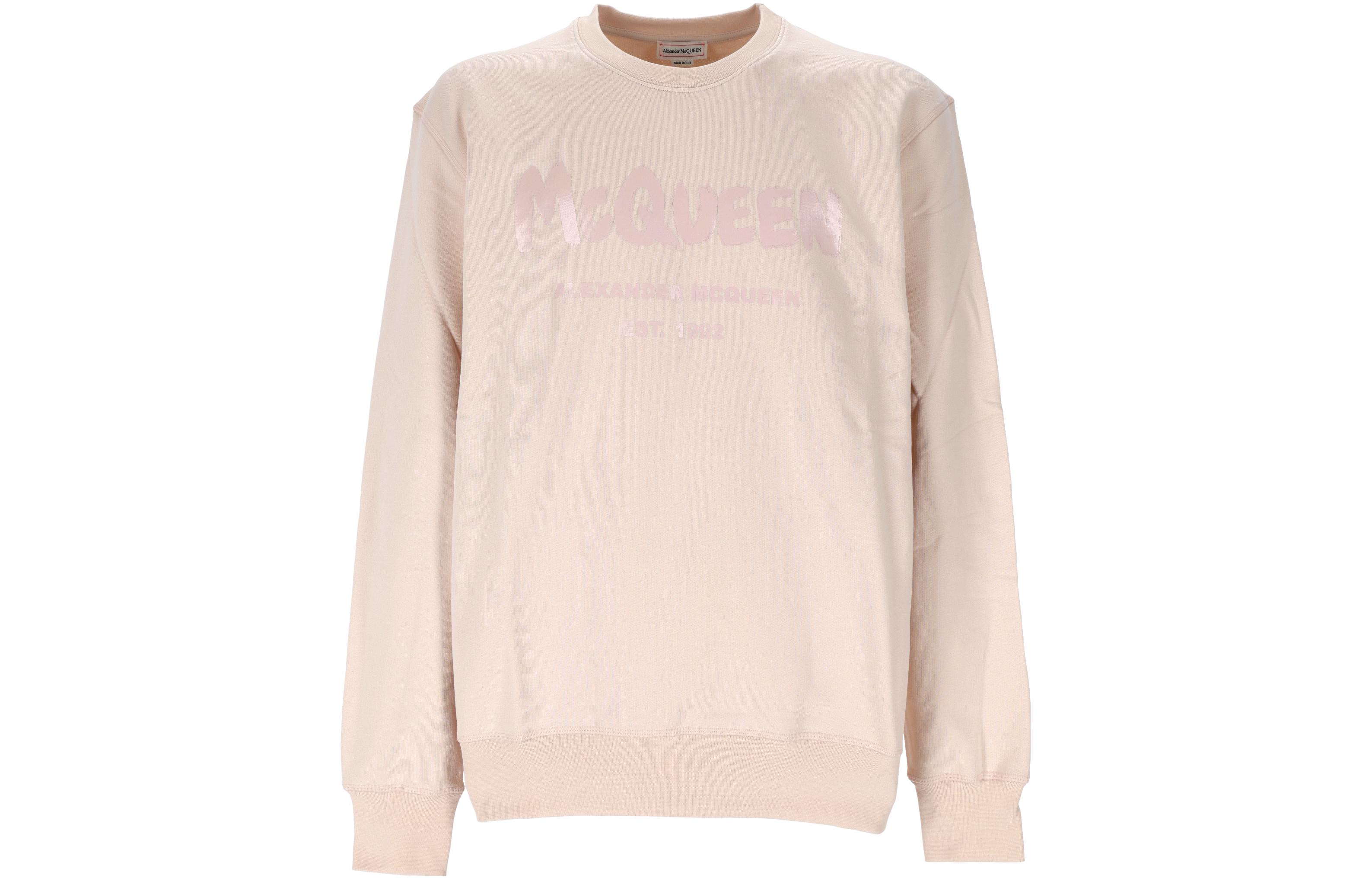 Alexander McQueen FW22 Pink Solid Logo Printed Crewneck Sweatshirt for Men. 688713-QTZ81-0907