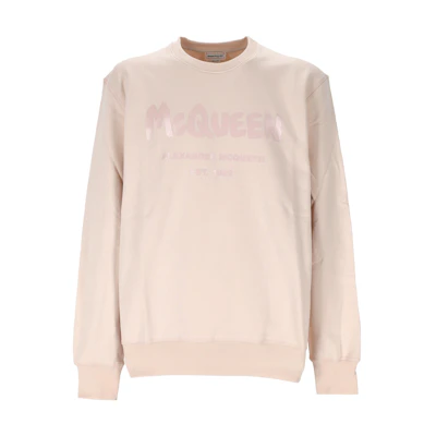 Alexander McQueen FW22 Pink Solid Logo Printed Crewneck Sweatshirt for Men. 688713-QTZ81-0907