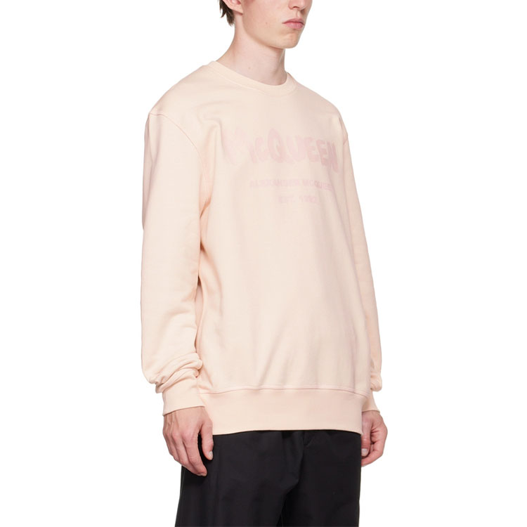 Purchase Alexander McQueen 2022秋冬男款粉色標誌印花連帽運動衫。 688713-QTZ81-0907