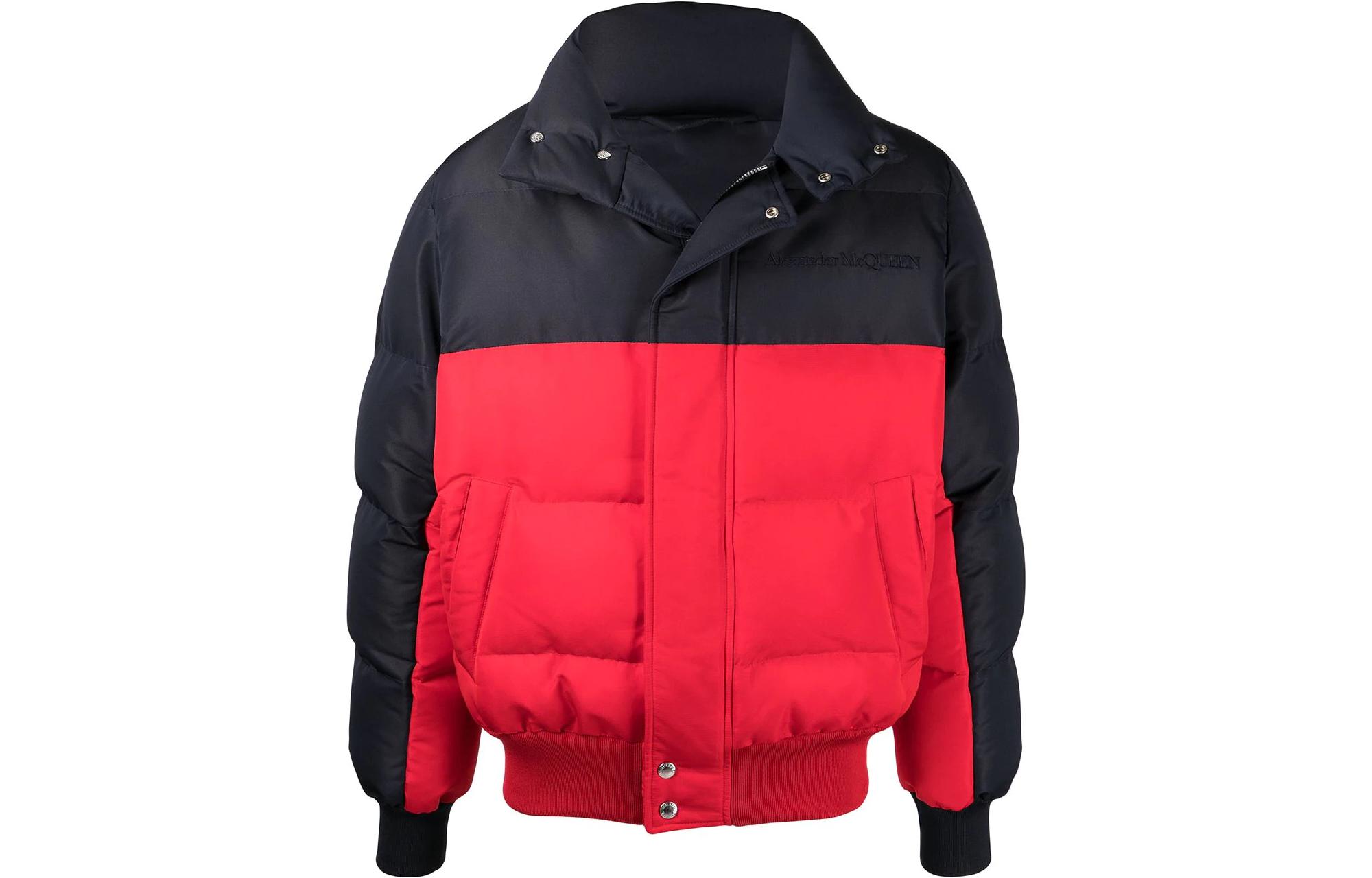 Alexander McQueen FW22 Red Puffer Jacket with Zipper & High Collar for Men 678080QSR77NAVY