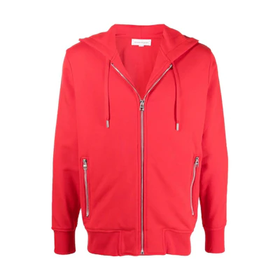 Alexander McQueen FW22 Red Striped Colorblock Zip Hoodie for Men 654794-QSX75-0905