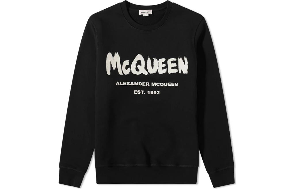 Alexander McQueen FW22 Ribbed Crewneck Printed Sweatshirt Black 688713-QSZ81-901
