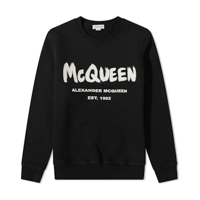 Alexander McQueen FW22 Ribbed Crewneck Printed Sweatshirt Black 688713-QSZ81-901
