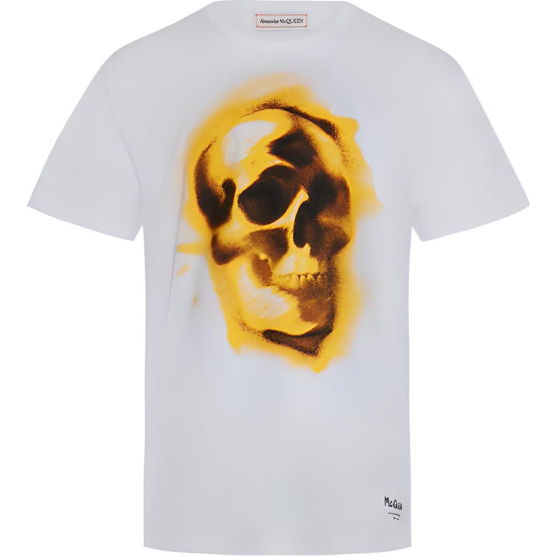 Alexander McQueen FW22 Skull Graphic Oversized White Tee for Men. 710938-QTZ33-0900