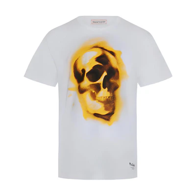 Alexander McQueen FW22 Skull Graphic Oversized White Tee for Men. 710938-QTZ33-0900