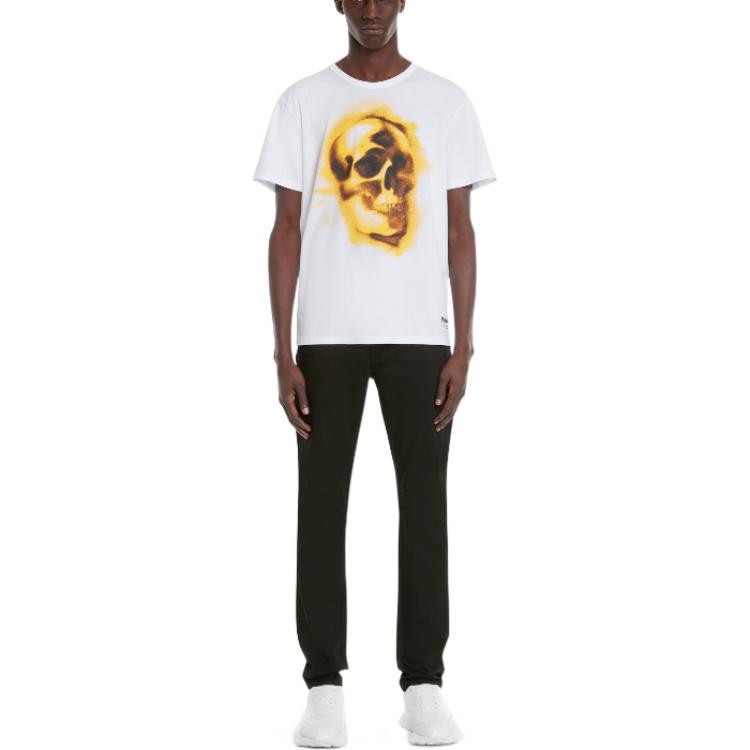 Lookbook 亚历山大麦昆FW22男士骷髅图案白色宽松短袖T恤 710938-QTZ33-0900