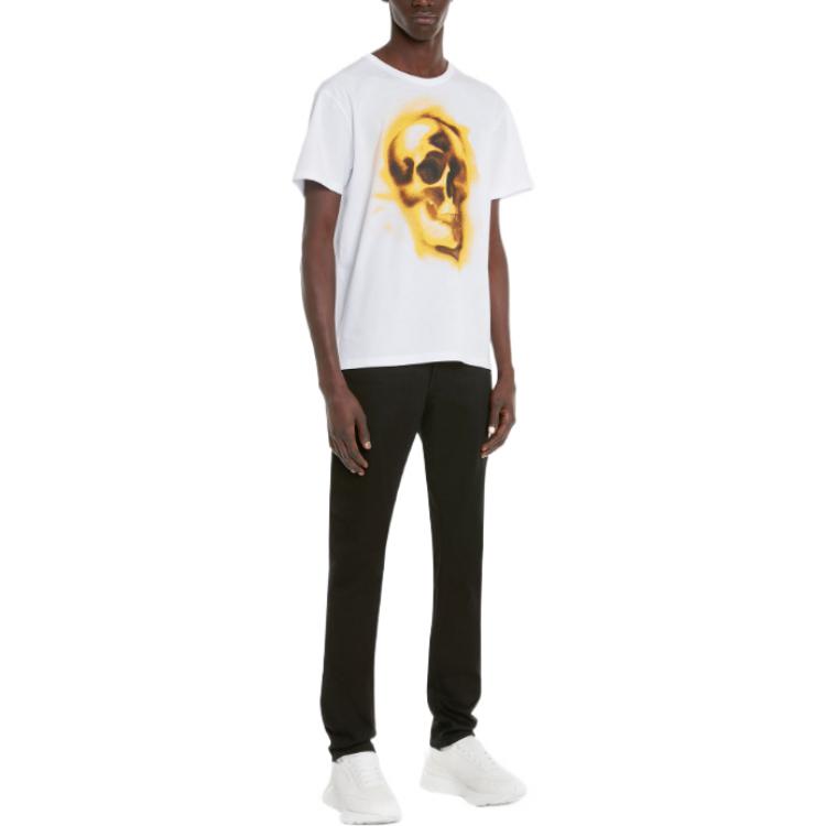 Purchase 亚历山大麦昆FW22男士骷髅图案白色宽松短袖T恤 710938-QTZ33-0900