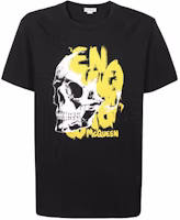Alexander McQueen FW22 Skull Logo Print Black Crewneck T-Shirt for Men 711173-QTZ46-0901 Alexander McQueen FW22 Skull Logo Print Black Crewneck T-Shirt for Men 711173-QTZ46-0901