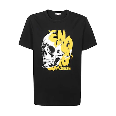 Alexander McQueen FW22 Skull Logo Print Black Crewneck T-Shirt for Men 711173-QTZ46-0901