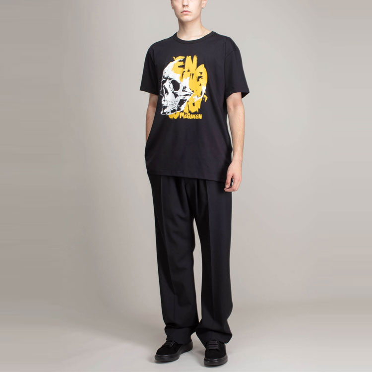 Alexander McQueen FW22 Skull Logo Print Black Crewneck T-Shirt for Men 711173-QTZ46-0901 圖 4