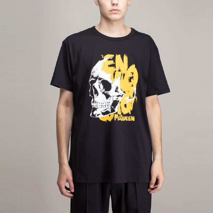 Alexander McQueen FW22 Skull Logo Print Black Crewneck T-Shirt for Men 711173-QTZ46-0901 圖 5