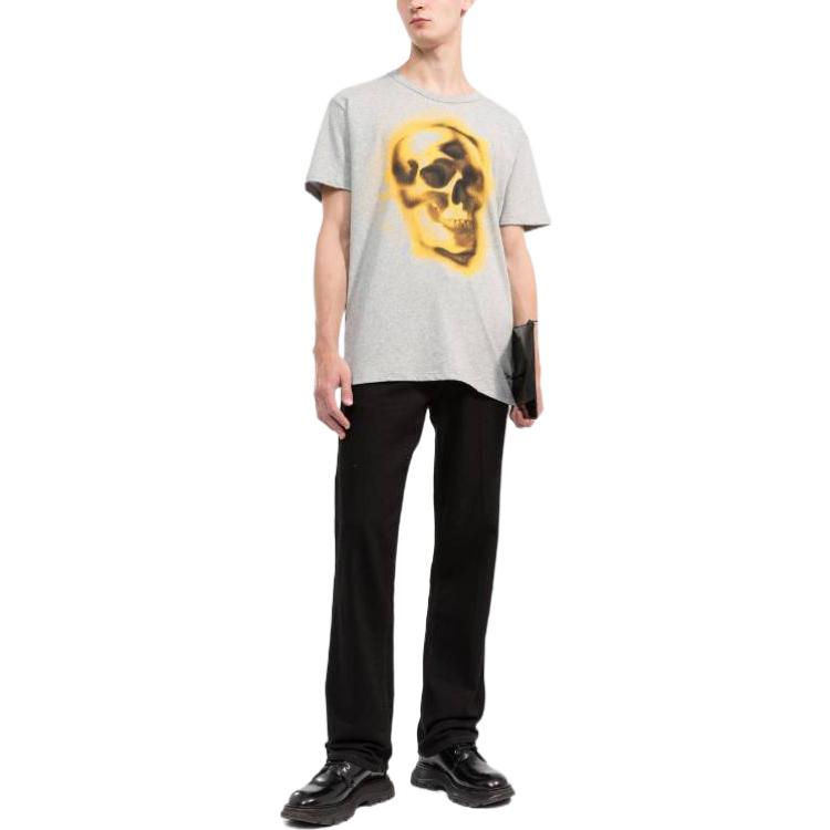 Alexander McQueen FW22 Skull Print Crew Neck Grey  T-Shirt. 710938QTZ330902