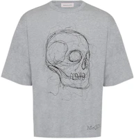 Alexander McQueen FW22 Skull Print Crew Neck T-Shirt Grey White 735266-QUZ43-0902 Alexander McQueen FW22 Skull Print Crew Neck T-Shirt Grey White 735266-QUZ43-0902
