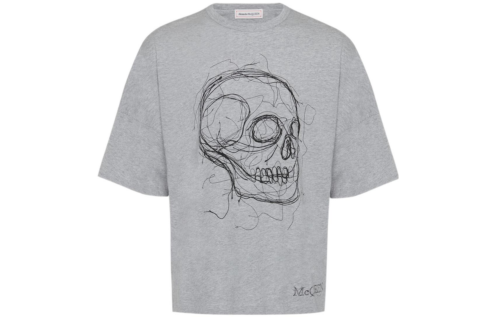 Alexander McQueen FW22 Skull Print Crew Neck T-Shirt  Grey White 735266-QUZ43-0902 圖 2