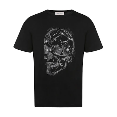 Alexander McQueen FW22 Skull Print Crewneck Short Sleeve T-Shirt Black Mens 735267-QUZ44-0901