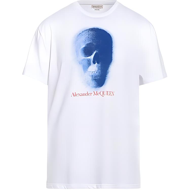 Alexander McQueen FW22 Skull Print Crewneck Short Sleeve T-Shirt White Mens. 704967-QTZ02-0900