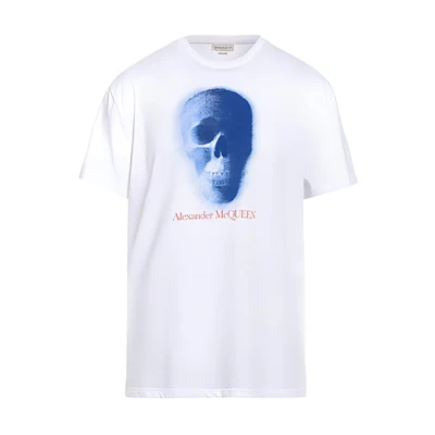 Alexander McQueen FW22 Skull Print Crewneck Short Sleeve T-Shirt White Mens. 704967-QTZ02-0900