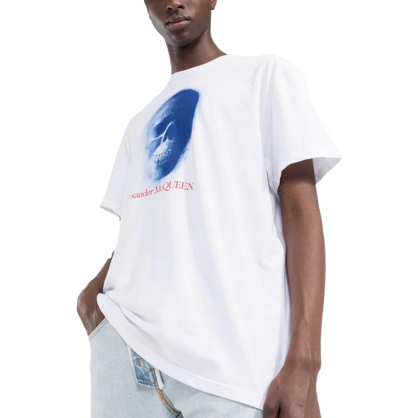 Purchase Alexander McQueen Kaos Skull Print Lengan Pendek Putih Pria FW22. 704967-QTZ02-0900