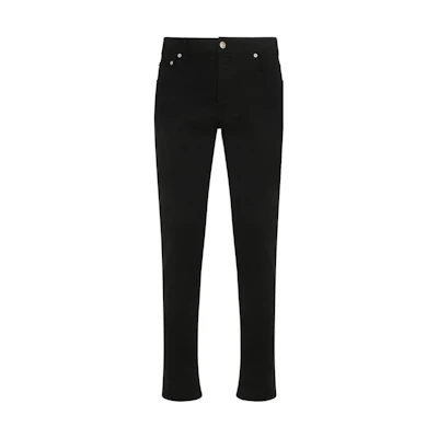 Alexander McQueen FW22 Slim Fit High-Waist Jeans Black Casual Pants. 683031-QTY49-1000