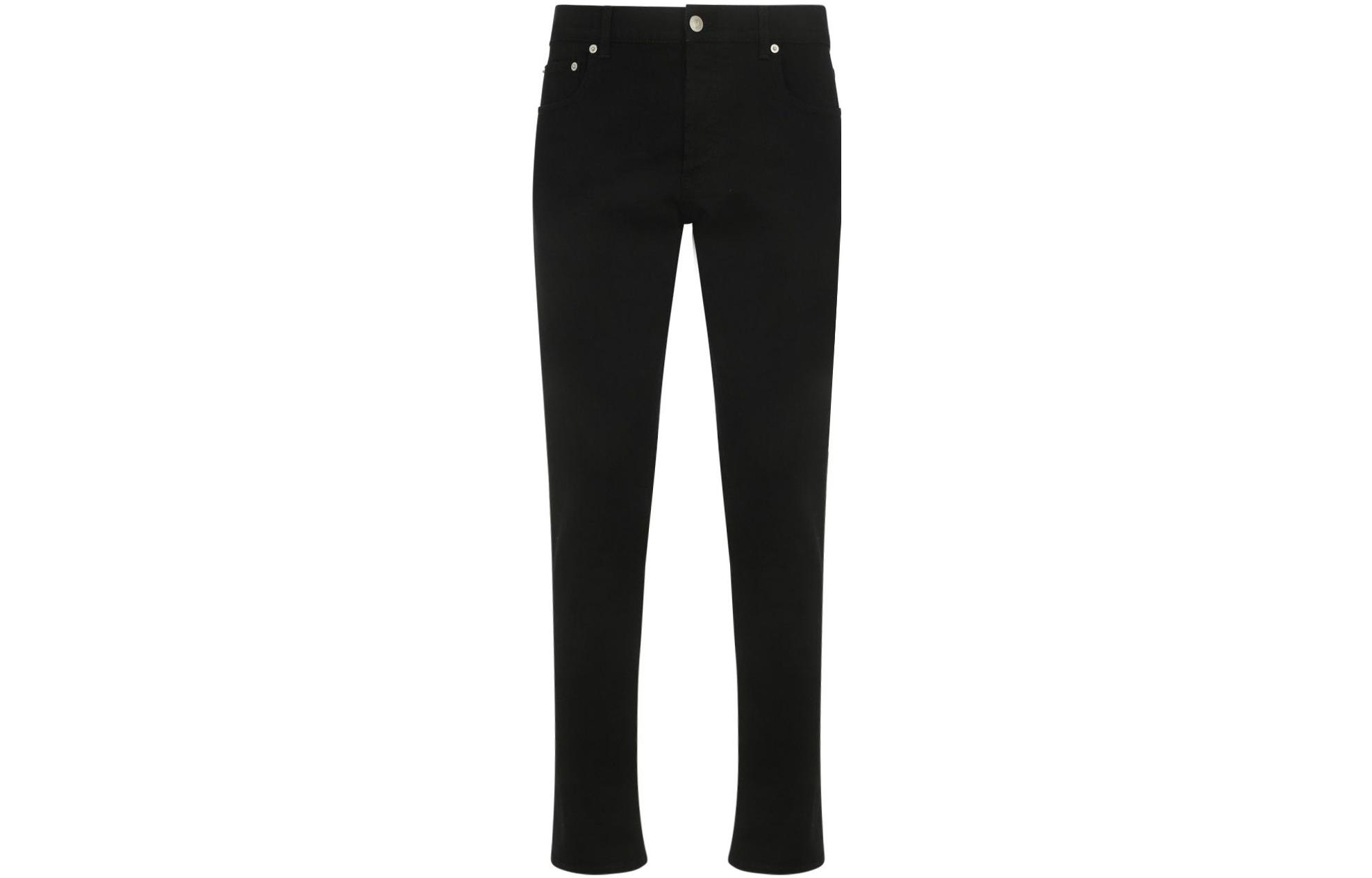 Order Alexander McQueen FW22 Jeans Slim Fit de Talle Alto Negro Pantalones Casuales. 683031-QTY49-1000
