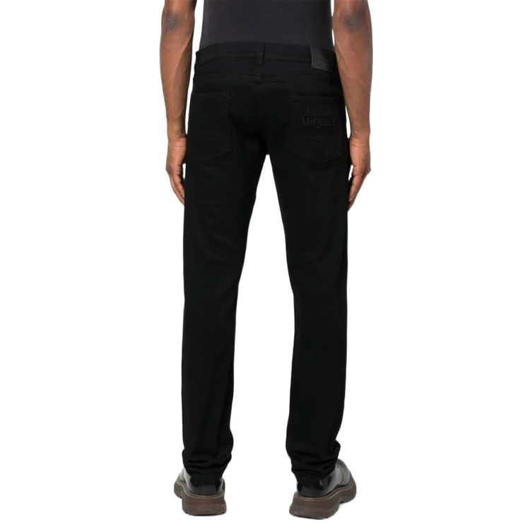 Purchase Alexander McQueen FW22 Jeans Slim Fit de Talle Alto Negro Pantalones Casuales. 683031-QTY49-1000