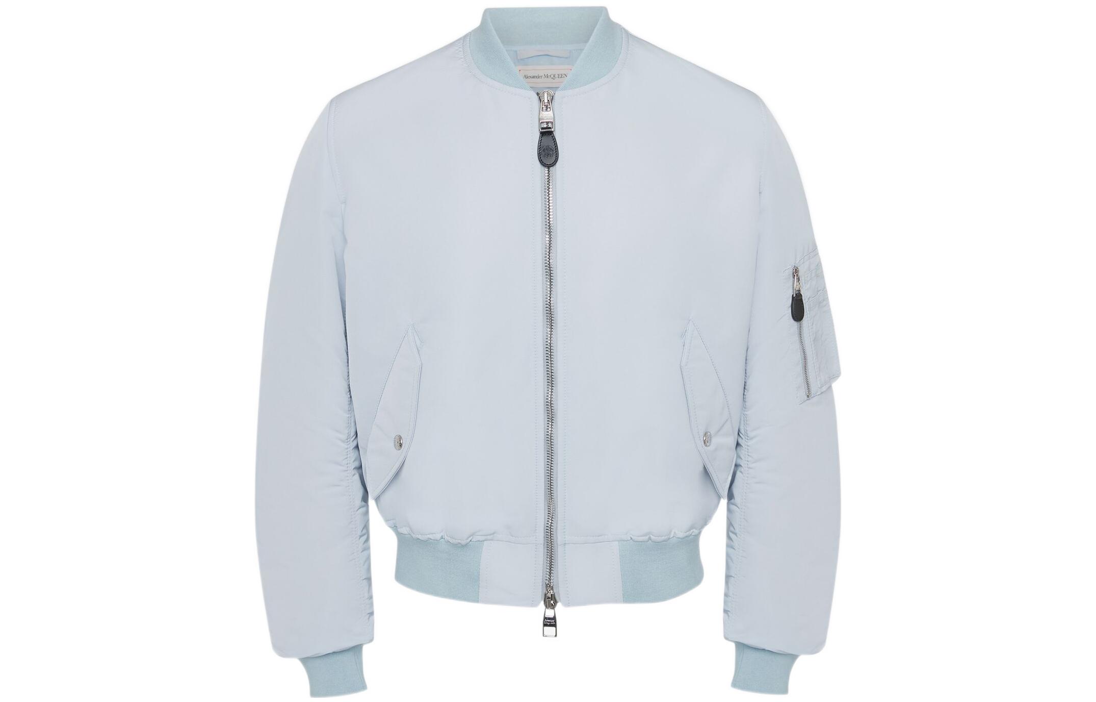 Alexander McQueen FW22 Solid Baseball Collar Zip Jacket Paradise Blue 726882-QUR77-4850