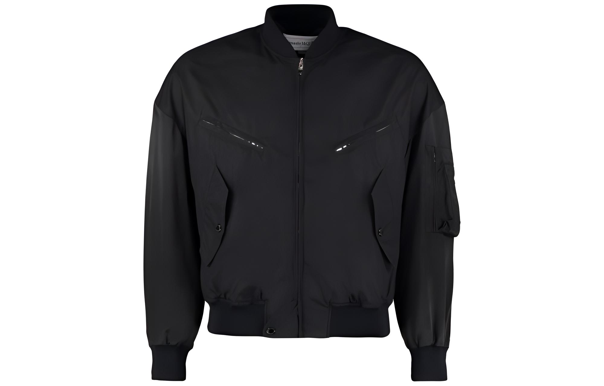 Alexander McQueen FW22 Solid Black Baseball Collar Long Sleeve Jacket Men 711423-QTN37-1000