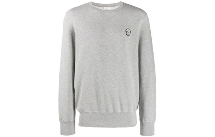 Alexander McQueen FW22 Solid Chest Logo Crewneck Sweatshirt Grey () 575467-QNX43-1401