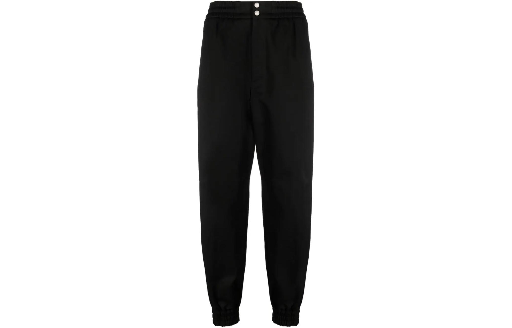 Alexander McQueen FW23  Black Slim-Fit Tapered Casual Pants. 774187-QSAAN-1000