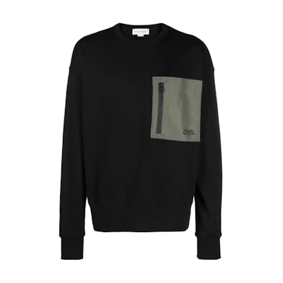 Alexander McQueen FW23 Loose Fit Zipper Pullover Crewneck Sweatshirt Black 754561-QVX43-1000