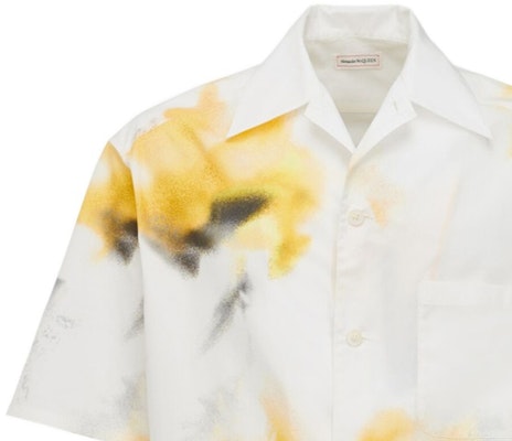 Alexander McQueen FW23 Multicolor Printed Short Sleeve Button-Up Shirt 778045-QOAAK-9115 Details for Alexander McQueen FW23 Multicolor Printed Short Sleeve Button-Up Shirt 778045-QOAAK-9115