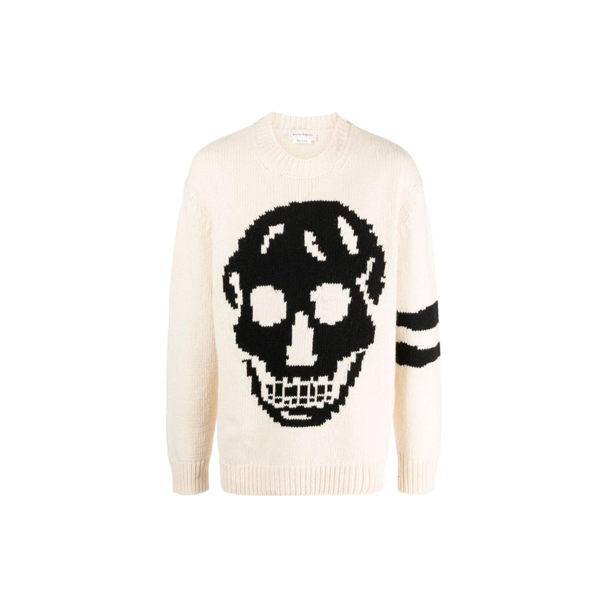 Alexander McQueen FW23  Skull Jacquard Knit Sweater White 775761-Q1A73-9125