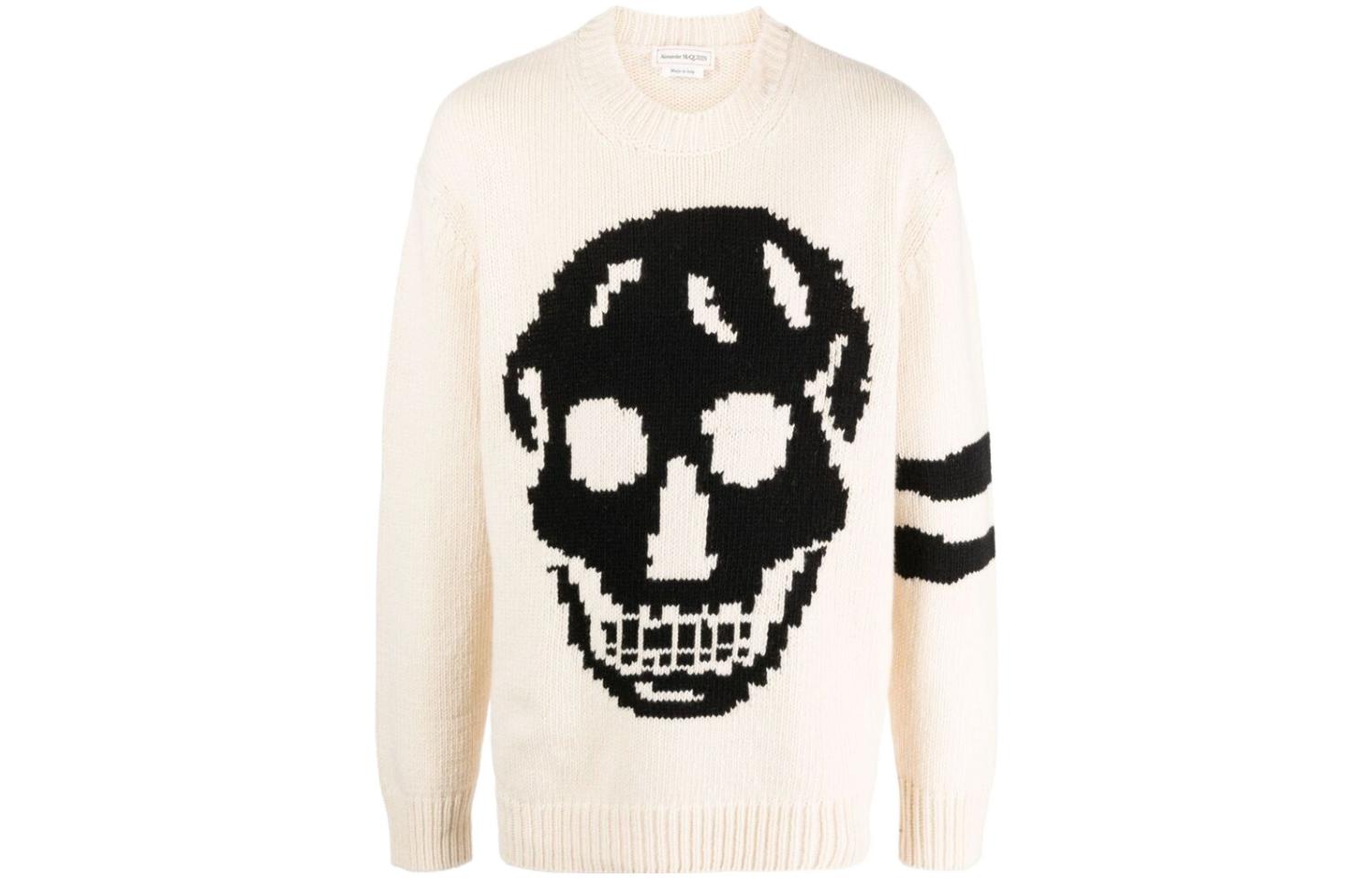 Order Alexander McQueen FW23 骷髏提花針織毛衣 白色 775761-Q1A73-9125