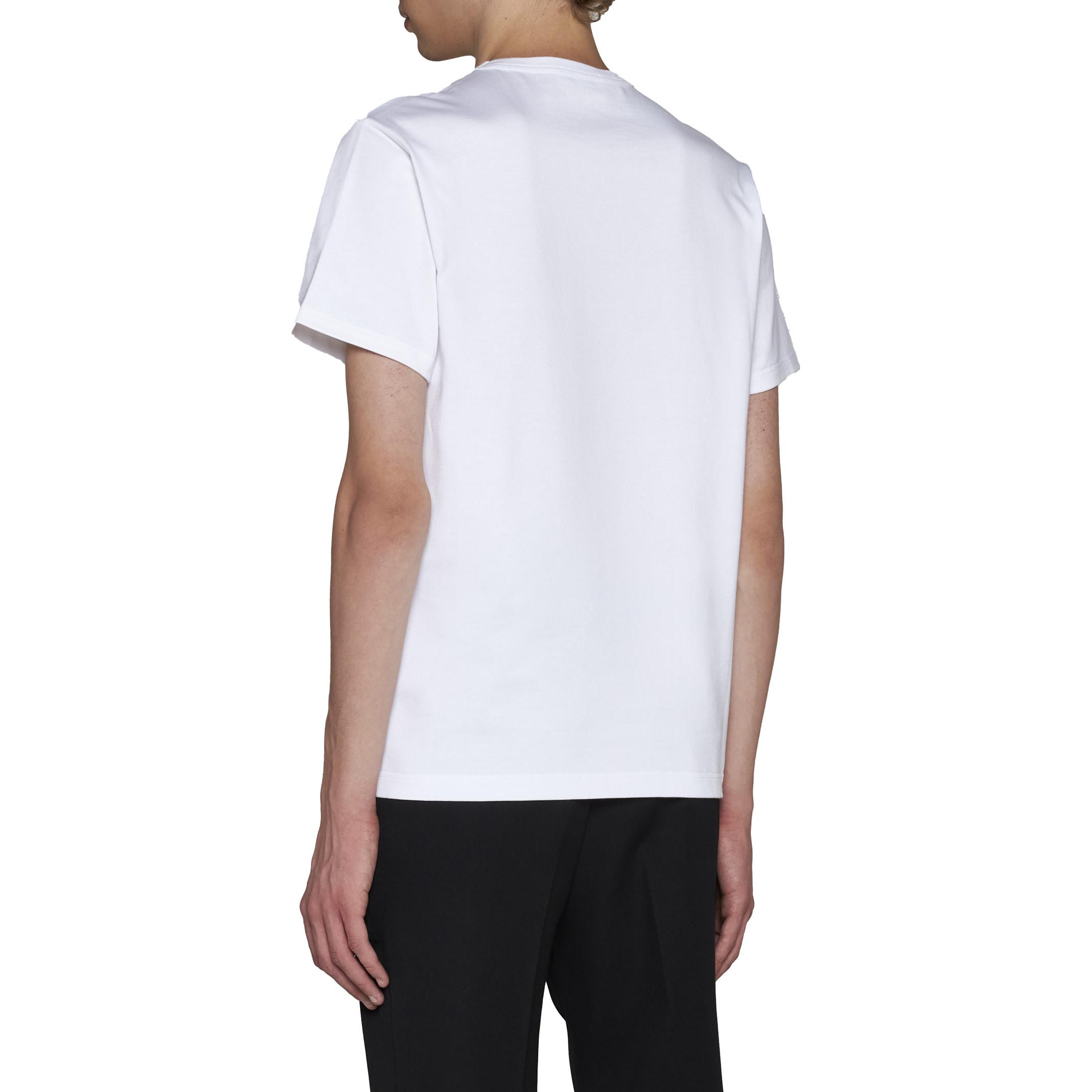 Shop Alexander McQueen FW23 Baju T-Shirt Putih Longgar Logo Skull Crewneck. 759442-QTAAW-0909