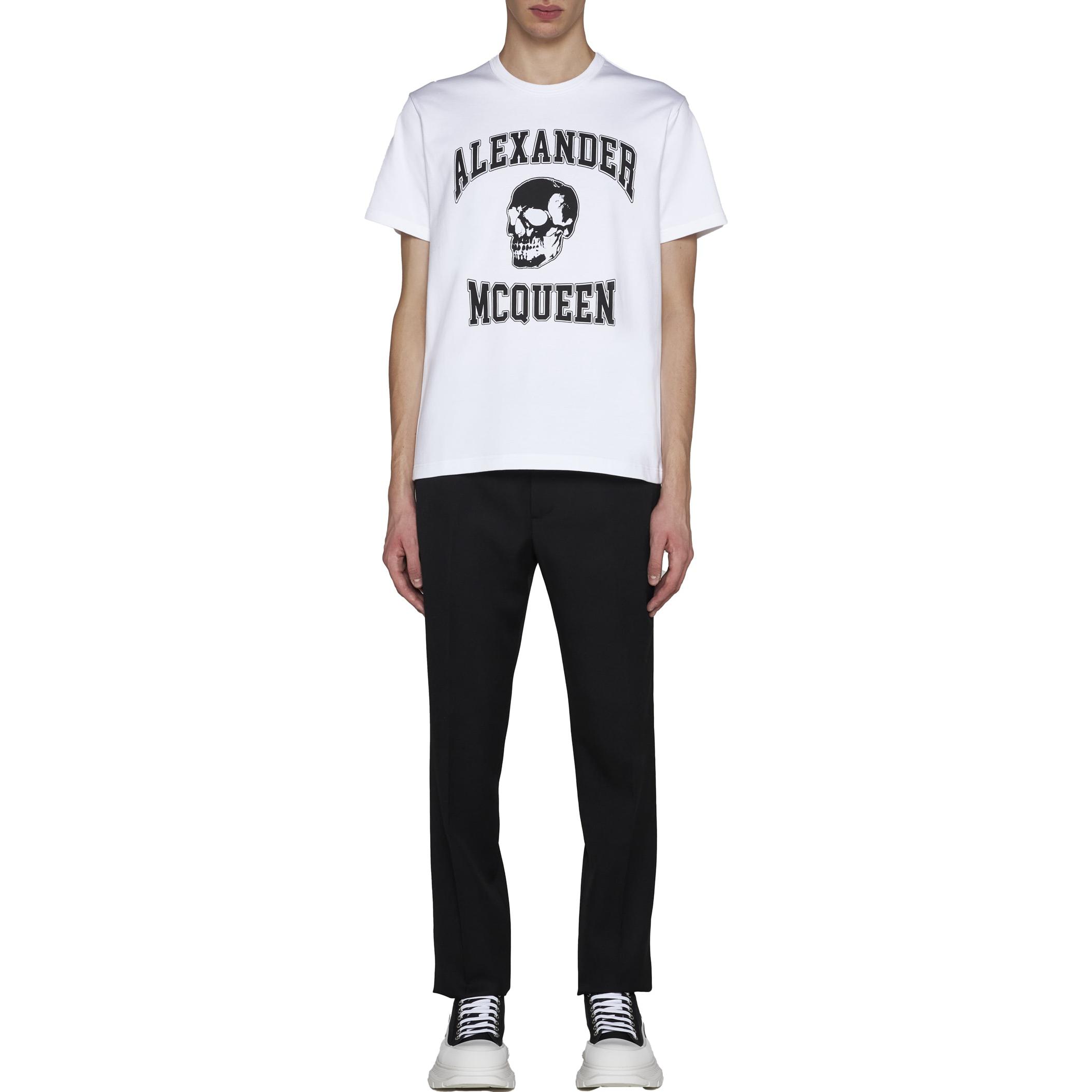 Purchase Alexander McQueen FW23 Baju T-Shirt Putih Longgar Logo Skull Crewneck. 759442-QTAAW-0909