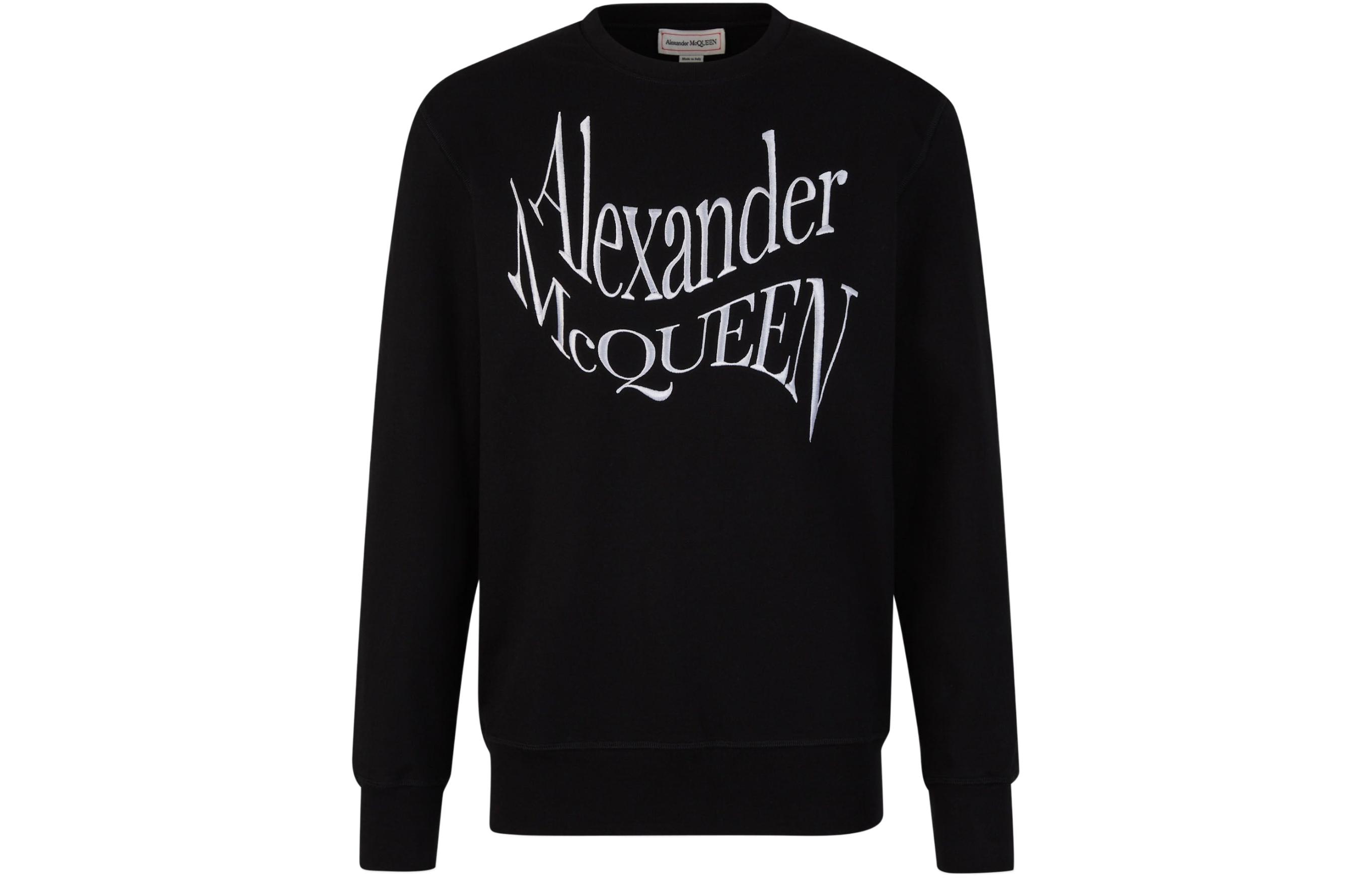 Alexander McQueen FW23 Black Letter Crewneck Pullover Sweater 781879-QXAAM-1000