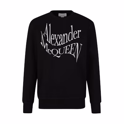 Alexander McQueen FW23 Black Letter Crewneck Pullover Sweater 781879-QXAAM-1000