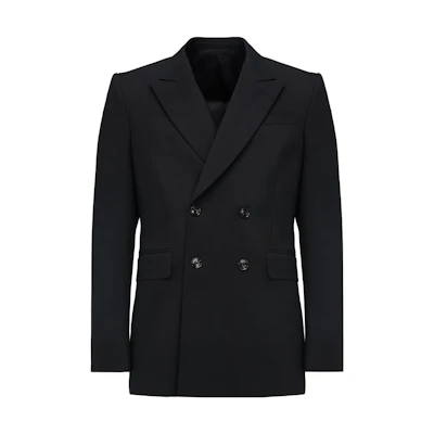 Alexander McQueen FW23 Double-Breasted V-Neck Jacket Men’s Black Long Sleeve 758359-QUAAC-1000