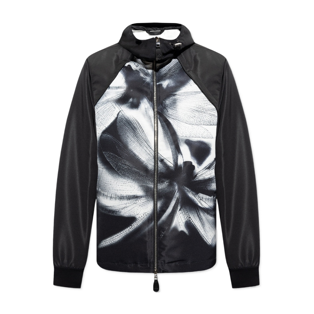 Alexander McQueen FW23 Graphic Print Hooded Jacket Black 774743-QRAAR-1090