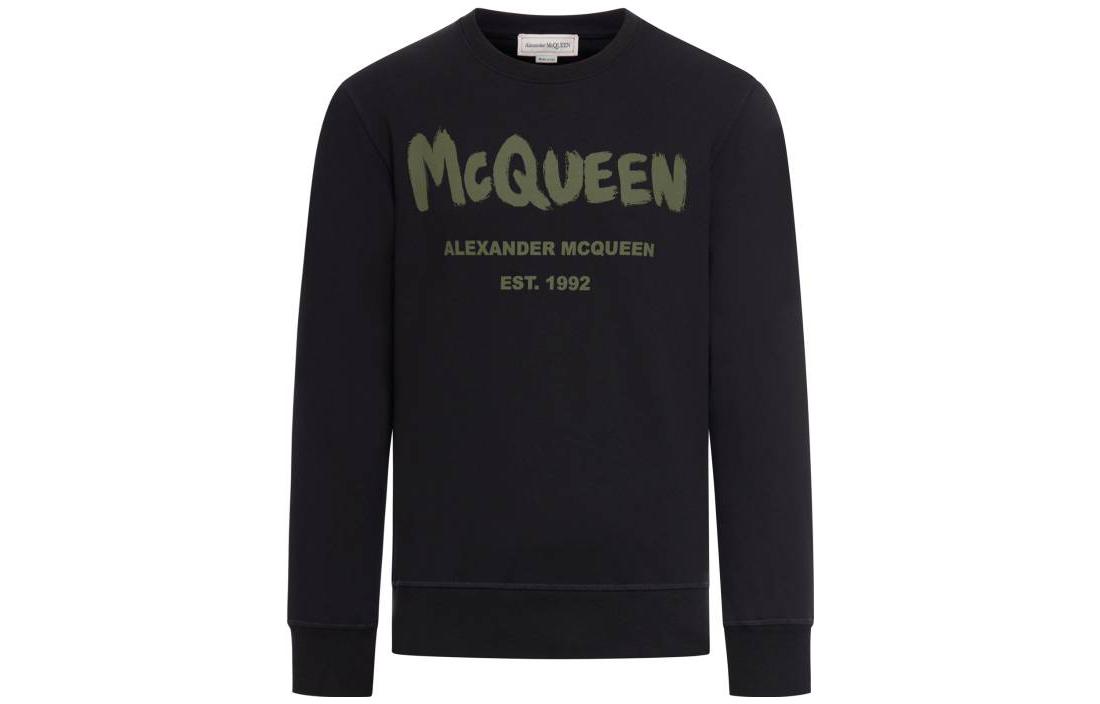 Alexander McQueen FW23 Letter Print Crewneck Sweatshirt Black 688713-QTAAB-0519