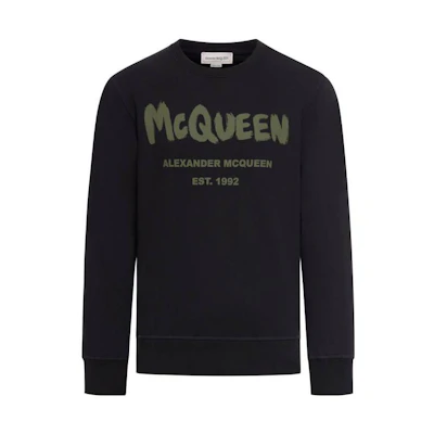 Alexander McQueen FW23 Letter Print Crewneck Sweatshirt Black 688713-QTAAB-0519